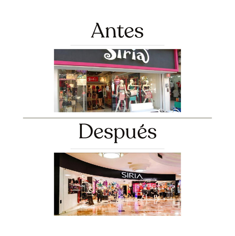 Transformación comercial retail de Siria Boutique antes y después