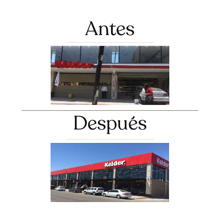 Transformación comercial retail de Kelder antes y después