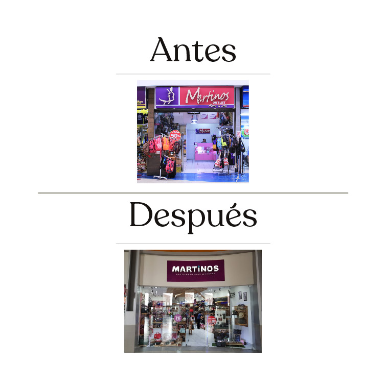 Transformación comercial retail de Martino's antes y después