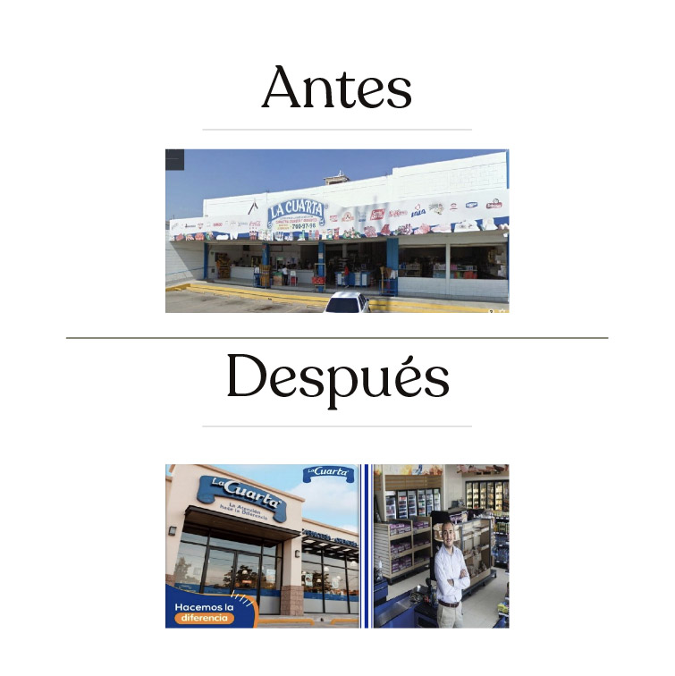 Transformación comercial retail de La Cuarta antes y después